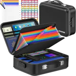 중요한 문서 노트북 여권 휴대용 홈 오피스 여행 금고를 위한 13개의 포켓 어코디언 폴더가 있는 잠금식