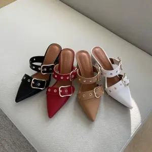 인기상품 여성 스터드 스틸레토 미들굽 뮬 드레스 미니멀룩 [WFJKBFH_260321]