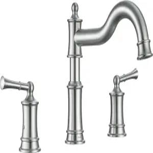 로만 욕조 수도꼭지 데크 욕실용 마운트 3구 2핸들 밸브 카트리지 포함 브러시 니켈