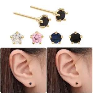 학생귀걸이 골드필드 핀 베이직 큐빅 골드 일자침 귀걸이 14K 3mm