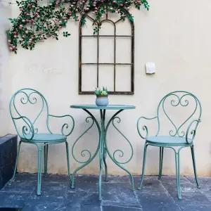 테라스 발코니 원형 정원 카페 야외 2인 티테이블 빈티지 철제 테이블세트 접이식
