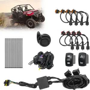 경적이 장착된 UTV 턴 시그널 키트 사전 유선 플러그 앤 플레이 블링커 시스템 해저드 라이트 로커 스위치