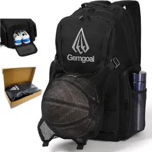 숨겨진 볼 홀더가 있는 젬골 대형 42L 농구 백팩 신발 수납공간 젖은 옷 주머니 단열 쿨러 포켓 반사 로고