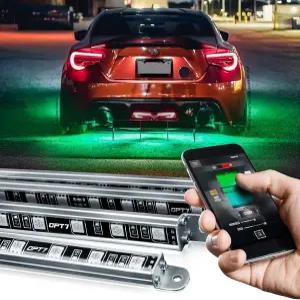 APP 및 리모컨이 장착된 OPT7 아우라 프로 언더글로우 LED 조명 RGB 멀티컬러 모드 음악 동기화 4개의 PCS