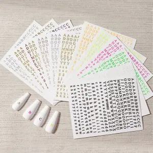 네일아트 알파벳 레터링 메탈 도톰 네일스티커 6종 문자네일 입체스티커