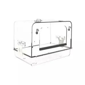 앵무새 목욕통 투명 걸이식 조류 샤워 모이통 완전 용품