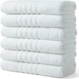 바저 타월 6팩 욕실용 목욕 100 면24 x 48 인치 고흡수성 빠른 건조화이트