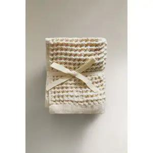 [ZARA] 자라 와플 텍스처 코튼 핸드 타월 세트 3개입 - 라이트 베이지 3407479