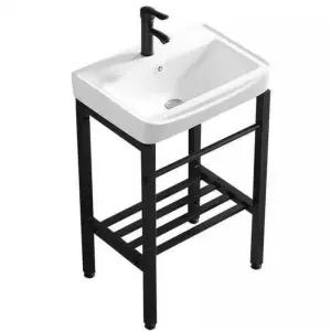 욕실 간이세면대 스탠드 튐방지 절수형 세면대 이동형 도자기 수도꼭지