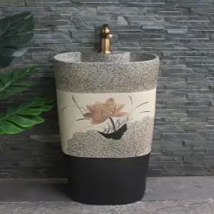 야외 연꽃 스탠딩 일체형 욕실 간이 개수대 받침대 세면대 발코니