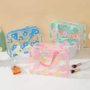 [콩심팥심]플라워 PVC 가방 파우치 비치백 꽃무늬 여름 목욕 물놀이 수영가방