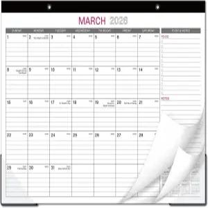 2026 데스크 캘린더 - 17인치 x 12인치 2026년 1월 12월 12개월 패드 대형 룰드 블록 프리미엄 페이퍼