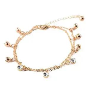 [골드스마일]큐빅 방울 펜던트 이중 체인 여성 발찌