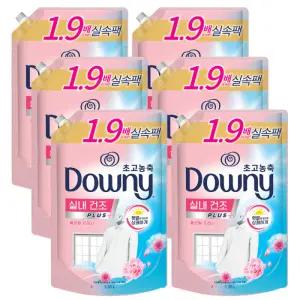 다우니 섬유유연제 플로럴 프레쉬 핑크 1.35L 리필 6개