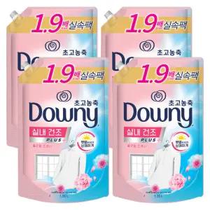 다우니 섬유유연제 플로럴 프레쉬 핑크 1.35L 리필 4개