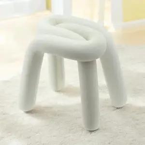 인테리어 스툴(화이트) 화장대의자 볼드라인 화장대스툴 패브릭