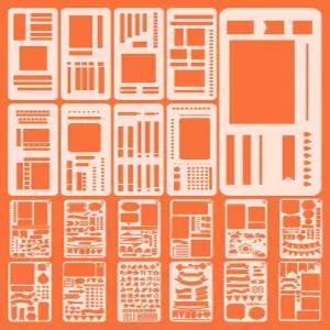 Aiuulu 21Pcs 플래너 스텐실 템플릿 재사용 가능한 핸드메이드 플렉서블 레코드 캘린더 저널링용