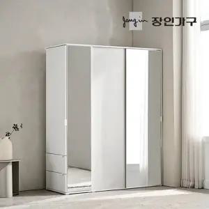 [장인가구]코라 1600 슬라이딩 옷장 세트 1200 거울옷장 (행거형)+400 측면 거울...