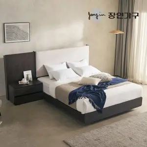 [장인가구]까르뎅차콜 패브릭 LED 호텔 평상형 침대 프레임 LK+유로탑+800협탁1