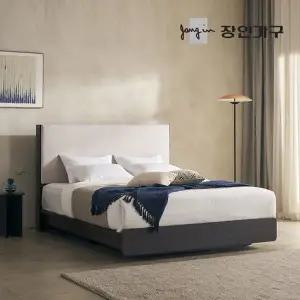 [장인가구]까르뎅차콜 패브릭 LED 호텔 평상형 침대 프레임 Q+유로탑