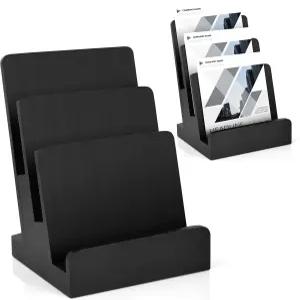 6 x 9 나무 브로셔 홀더 3 티어 팸플릿 디스플레이 스탠드 블랙 엽서 플라이어 매거진 랙 문학 책상 책자