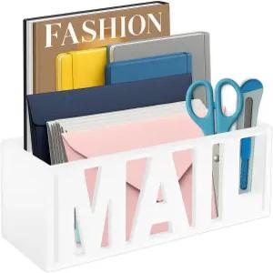 애드핏 하우스 메일 정리함 조리대 - 책상 또는 벽용 화이트 홀더 장식용 데스크톱 분류기 봉투 트레이 및