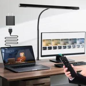 홈 오피스용 LED 탁상용 램프 5가지 색상+9 밝기 조명 터치 및 리모컨 타이머가 있는 1000루멘 모니터