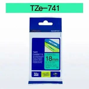 브라더 테이프카트리지(TZe-741 18mm 녹색 흑색문자)
