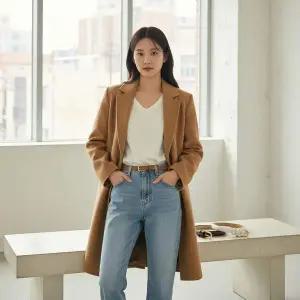 [콩심팥심]여성 코트 데님 팬츠 코디용 슬림 가죽 허리띠 105cm 캐주얼 벨트