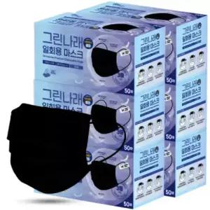 그린나래(리빙) 국산 MB필터 일회용 덴탈 마스크 블랙 300매 비말차단 사용 원부자재