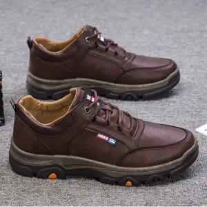 남자 트레킹화 워킹화 가죽 캐쥬얼 조깅화 산책 qfA6+5oOB