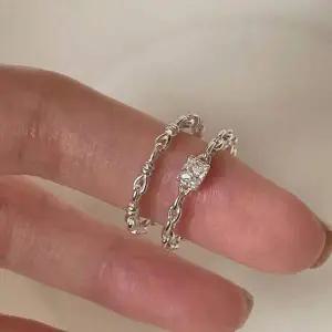 데일리 레이어드 실버반지 심플 스퀘어 큐빅 비즈 은반지 패션반지