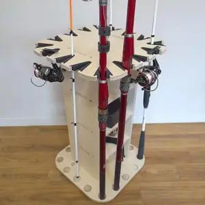 원목거치대 아름데코 낚시왕 자작나무 낚시대 회전형 거치대-16구