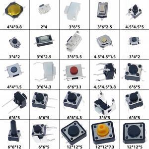 125개 25종류 마이크로 택트 푸시 버튼 스위치 모음 키트 SMD DIP 2x4 3x6 4x4 6x6 12x12 리셋 미니 소형