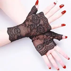 레이스토시 레이스 시스루 반장갑토시 플라워 패턴 쿨 핸드워머