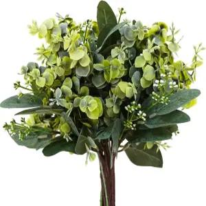 VOELIGT 36PCS 혼합 유칼립투스 잎 대량 실버 달러 줄기 가짜 그리너리 꽃병 충전재 가정 장식 결혼 부케