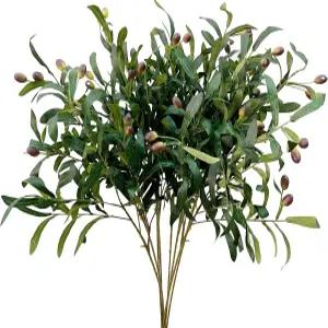 WISTART 35.43인치 인조 올리브 잎과 긴 줄기 DIY 꽃 공예 편곡 꽃병 꽃다발 웨딩 그리너리 장식을 위한