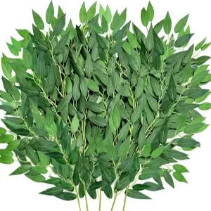 N MAGEAN 24팩 인공 긴 그리너리 스템 31인치 가짜 이탈리안 러스커스 잎이 결혼 부케 아치 테이블