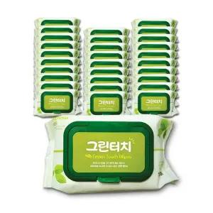 그린터치물티슈 100매 캡형 30개 국산 아기 유아 대용량물티슈 물티슈100매