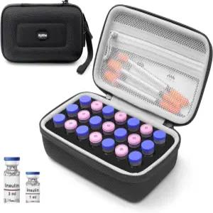크립토스 21 슬롯 인슐린 냉장고 홀더 보관 케이스 휴대용 정리 가방 1ml 바이알 용품용 단단한 운반 스 팩