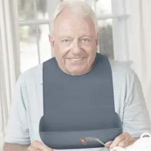 [골드스마일]노인용 실리콘 턱받이 식사 흘림 방수 성인용 어르신 노인턱받이