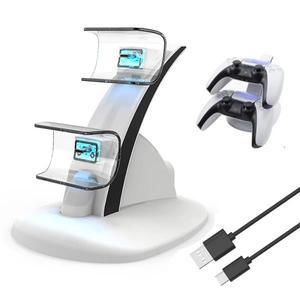 소니호환 PS5 듀얼 컨트롤러 고속 충전기 스탠드 베이스 무선 게임패드 조이스틱 도크 크래들 게임 액세서