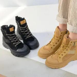 [옷자락]여자 청키솔 사이드 지퍼 레이스업 방한 부츠