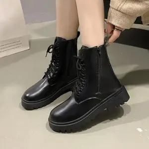 [옷자락]여자 데일리 캐주얼 레이스업 첼시 워커