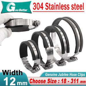 5개 고무 라이닝 주빌리 클립 케이블 마운팅 호스 워터 파이프 클램프 스테인리스 스틸 304 웜 드라이브 튜브