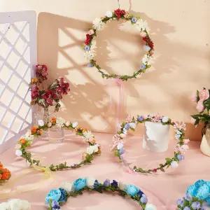 INFUNLY 173pcs/세트 DIY 꽃 왕관 키트 인조 화환 컬러풀 플로럴 나만의 만들기 결혼식 생일 파티 현관