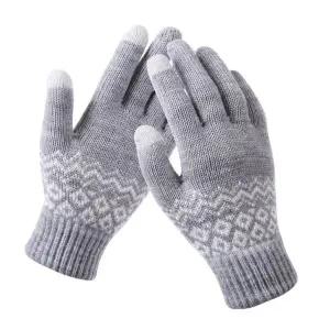 [셀러에이드]눈꽃 기모 이중 보온 니트 털장갑