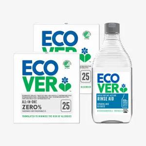 에코버 제로 올인원 식기세척기세제 무향 25개입 2개 +식기세척기세제 린스 450ml 1개