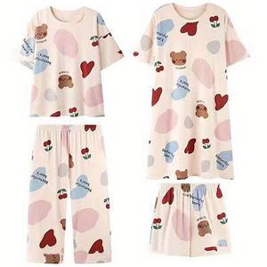 쉬블림로브 4피스(반팔+반바지+긴바지+원피스) 여성 홈웨어 잠옷 세트 GGWD0411