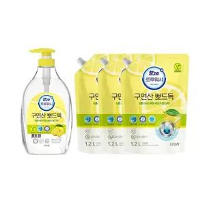 참그린 트루워시 구연산 레몬 용기 1kg, 1개 + 리필,1.2kg,3개